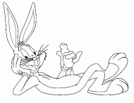 coloring picture of Bugs Bunny  lengthened with a carrot